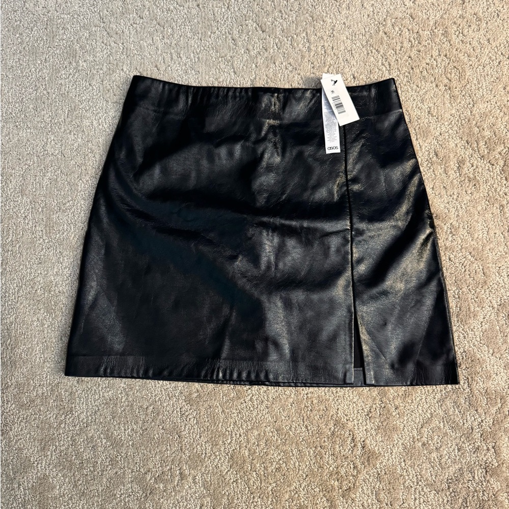 Topshop Black Faux Leather Mini Skirt